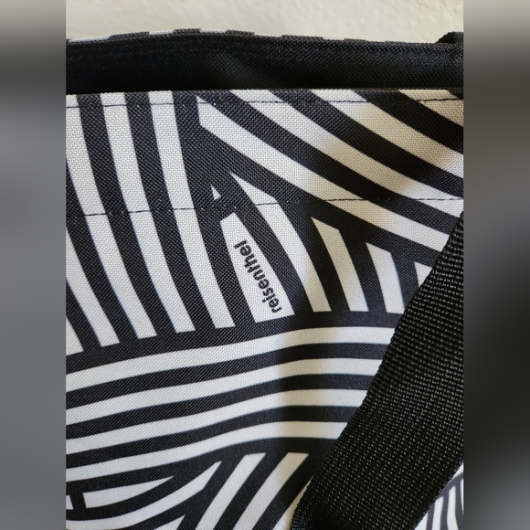 REISENTHEL SHOPPER M Reusable Black and White Polyester Shopping Bag with Zipper - Picture 8 of 12